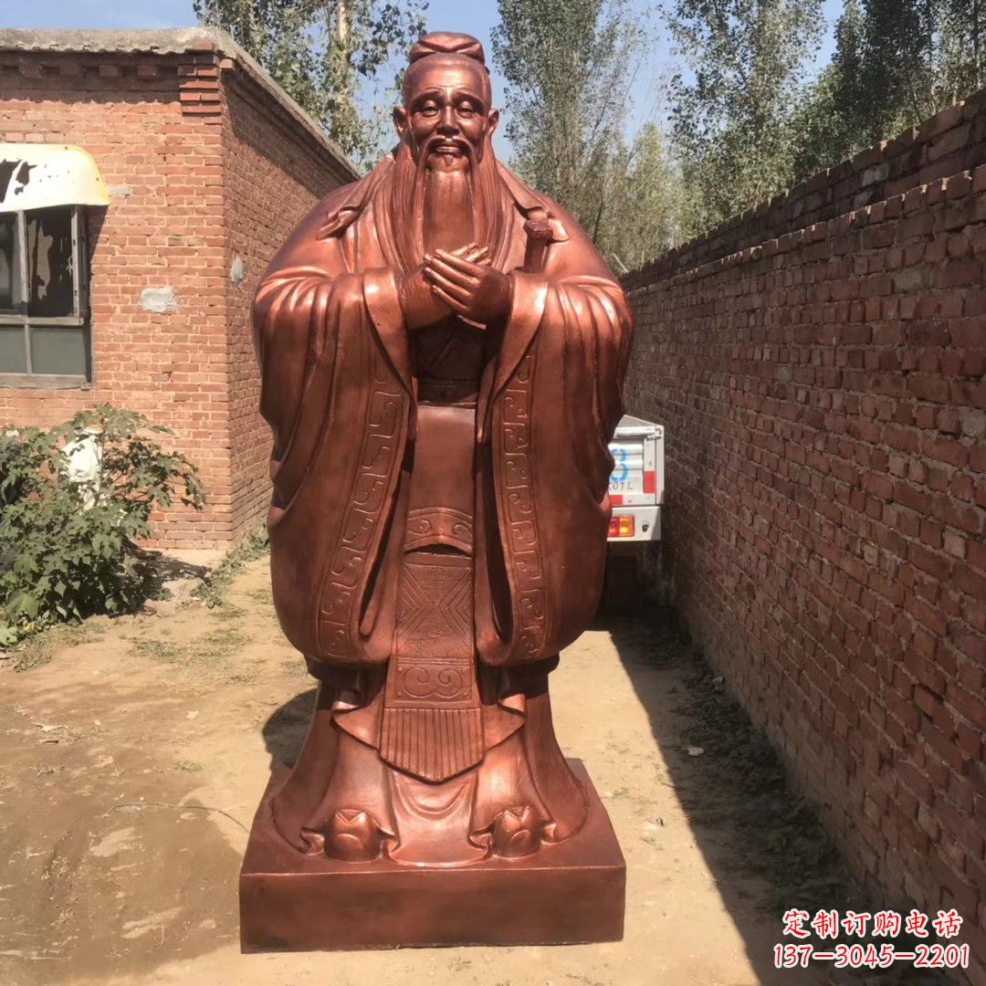 开封中领雕塑精致孔子铜雕,传承文明智慧