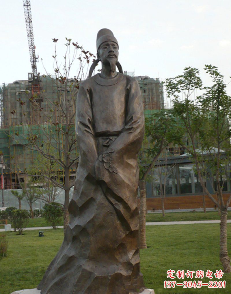 开封精美古风犹存,高雅李白铜雕