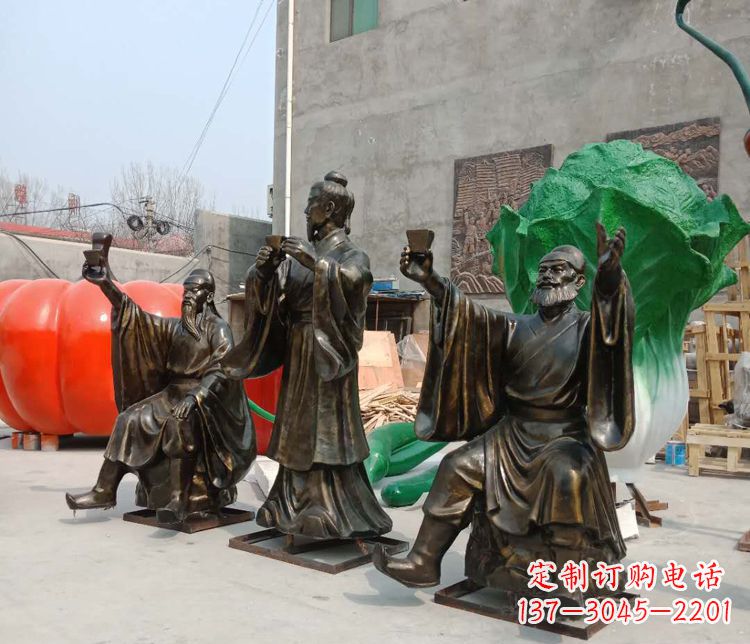 开封古代名人刘关张三结义铜雕