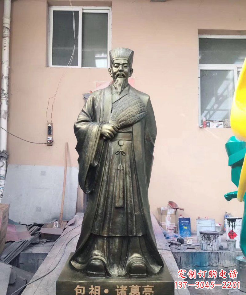 开封中领雕塑经典传承,诸葛亮铜雕!