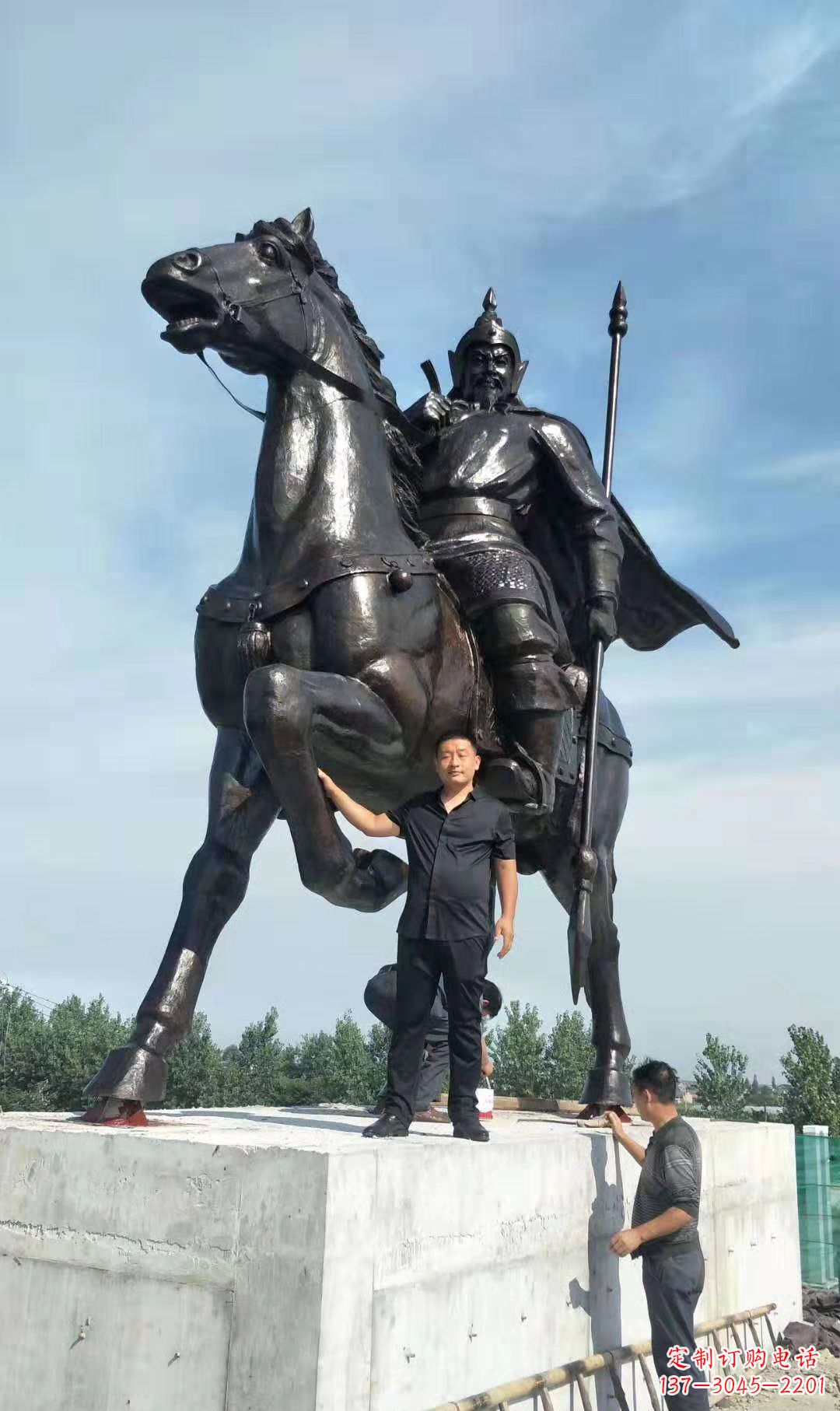 开封古代骑马将军铜雕 广场人物雕塑