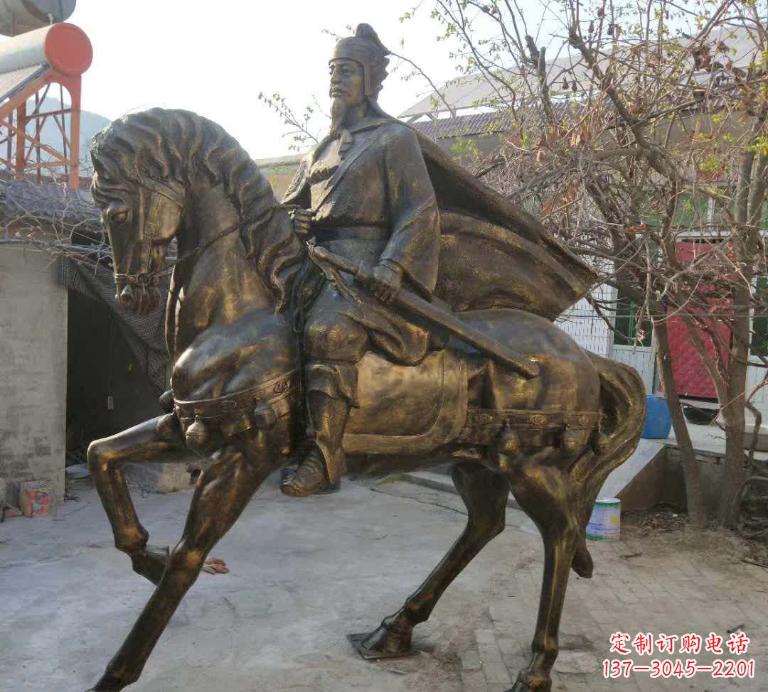 开封古代骑马人物铜雕塑