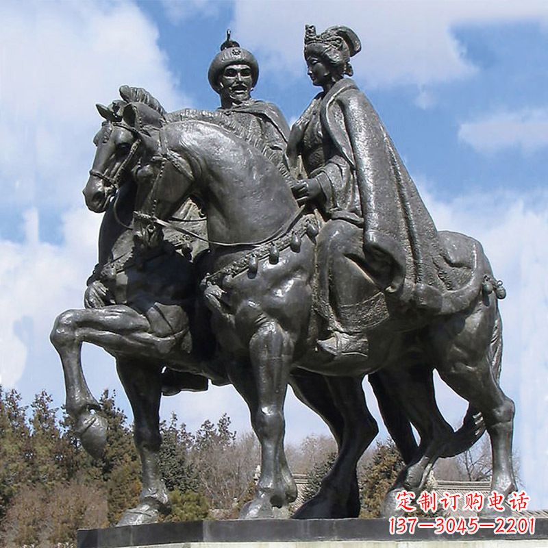 开封古代人物单于王昭君骑马雕塑