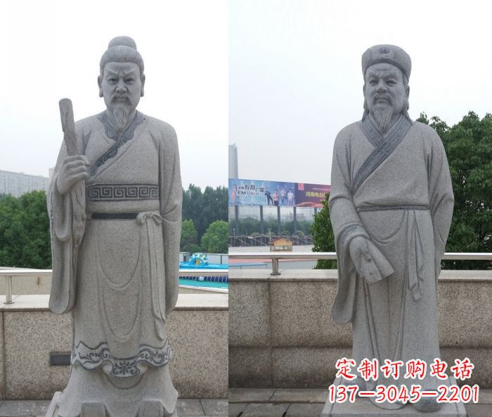 开封古代人物韩非和韩愈石雕