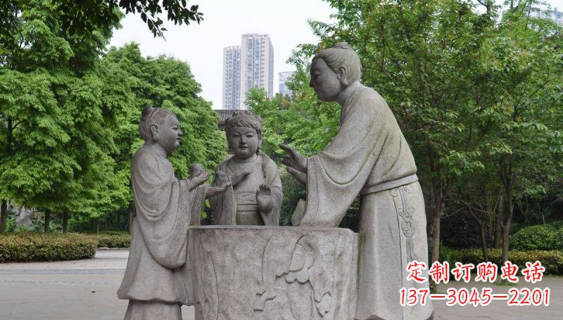开封孔融让梨石雕,精美的古代人物雕塑