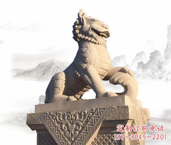 开封精美古典大理石麒麟石雕