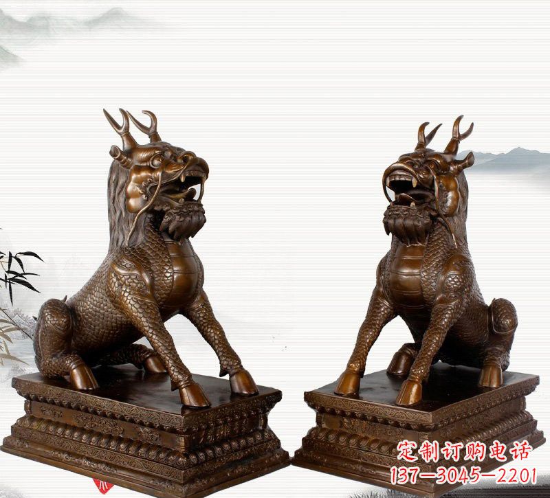开封古典神麒麟铜雕,馥玉臻品