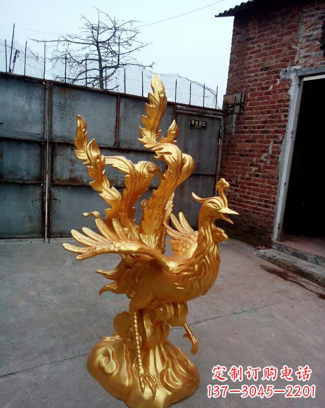 开封传统铜质凤凰雕塑