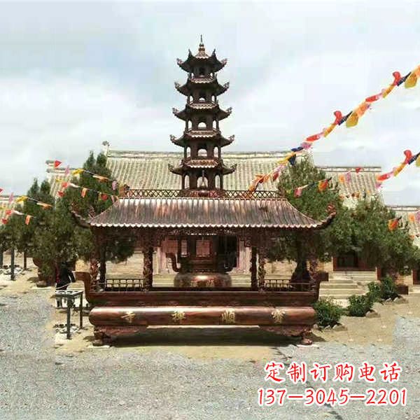 开封全新古典铜香炉雕龙塑型双耳方形器皿