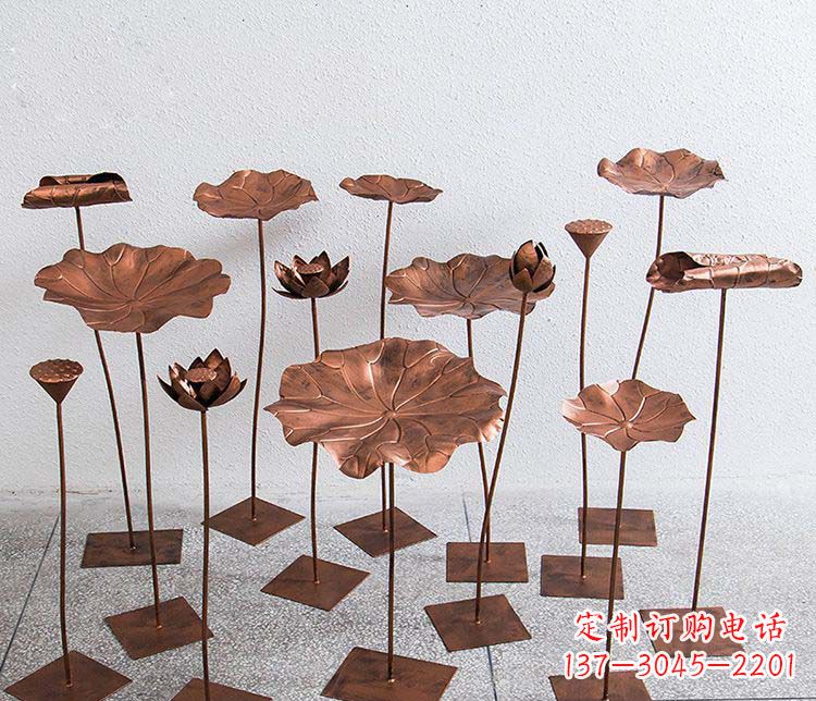 开封精美古铜色荷花不锈钢雕塑