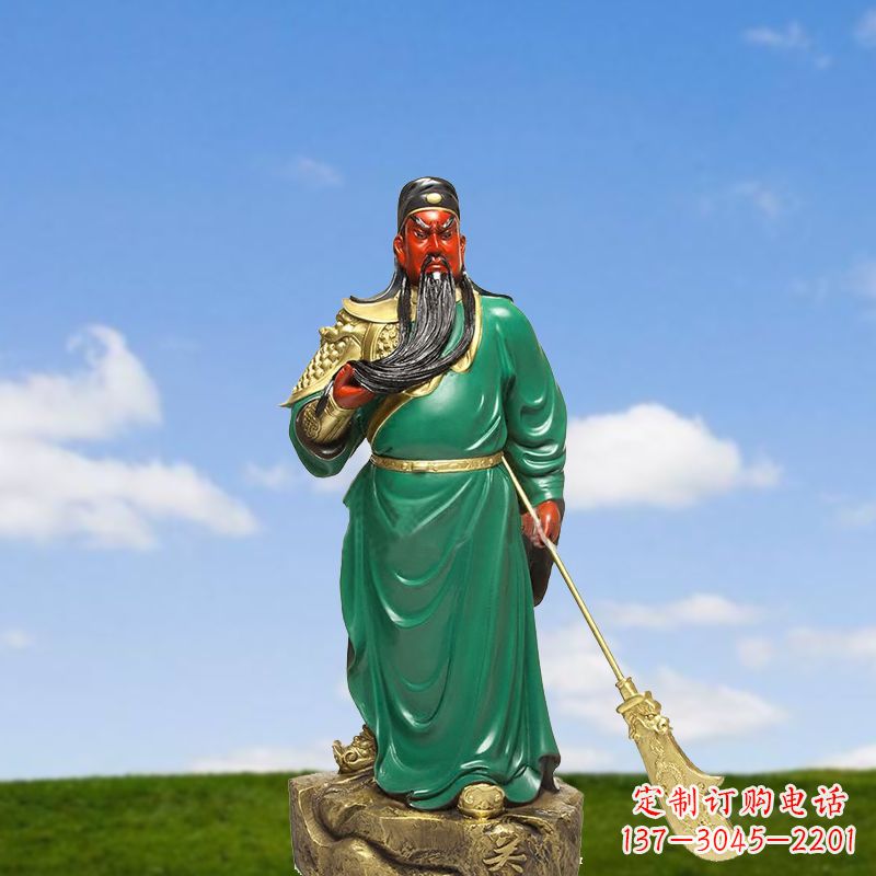 开封精美彩绘关公雕塑