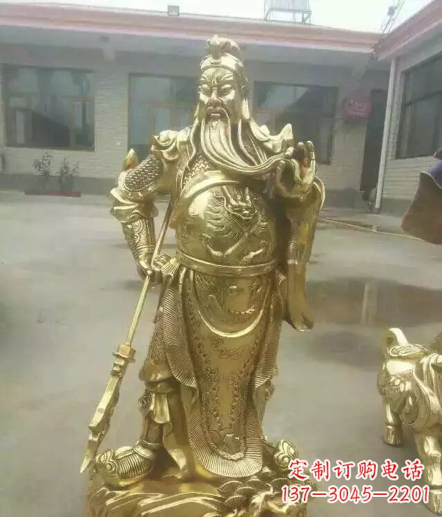 开封中领雕塑定制关公提刀武财神铜雕