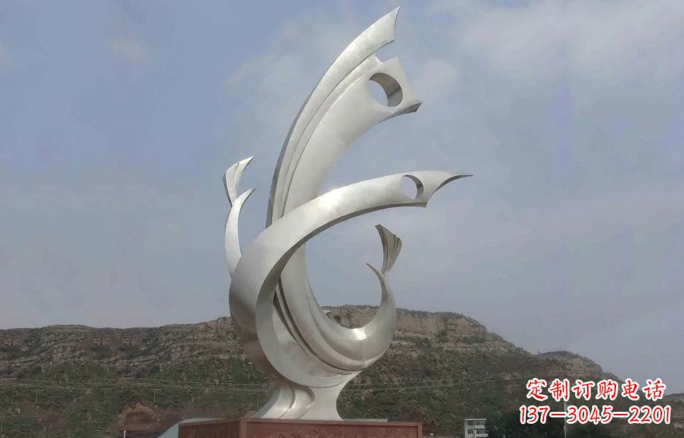 开封广场不锈钢抽象凤凰雕塑 (5)