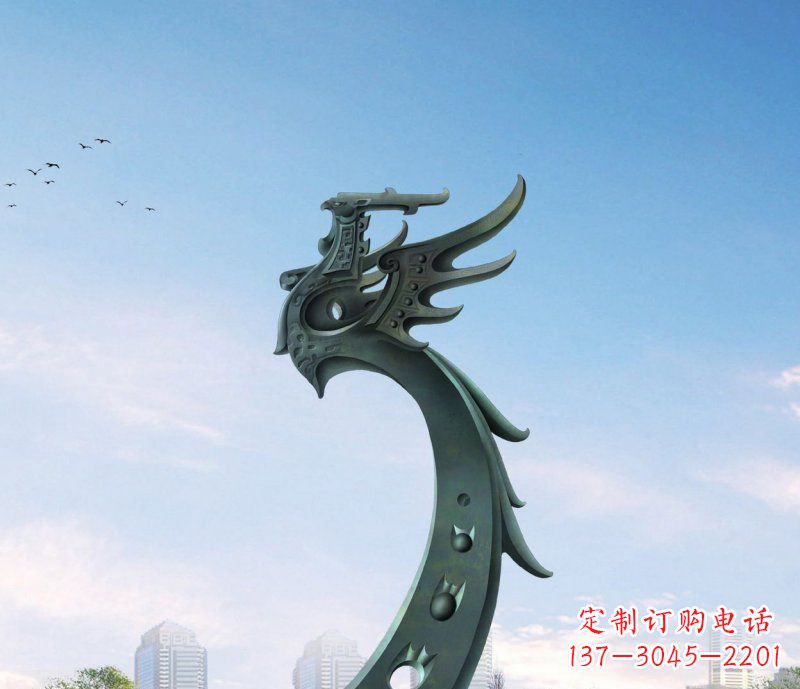 开封广场不锈钢抽象凤凰雕塑 (6)