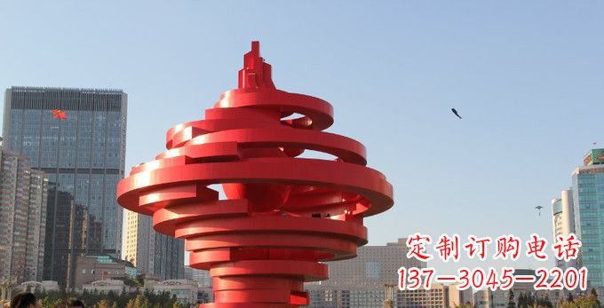开封不锈钢抽象火炬雕塑,展现活力与坚强