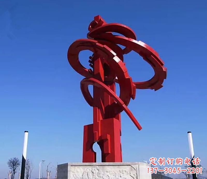 开封广场不锈钢抽象飘带雕塑2