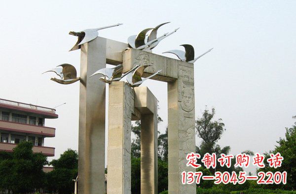 开封广场不锈钢大雁动物雕塑