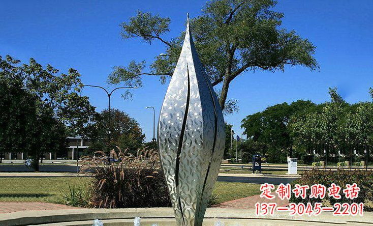 开封广场不锈钢花骨朵喷泉雕塑