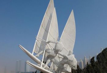 开封不锈钢帆船比赛运动雕塑