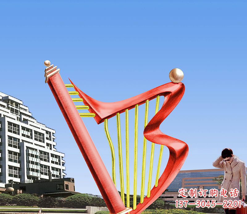 开封精美不锈钢竖琴雕塑