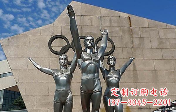 开封广场不锈钢运动员和五环雕塑