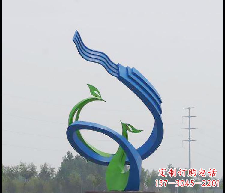开封完美锻造,彩色不锈钢抽象凤凰雕塑