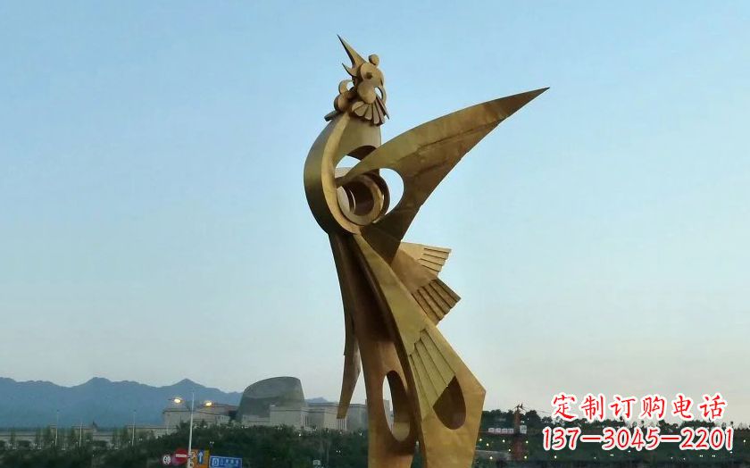 开封中领雕塑出品古典典雅不锈钢凤凰雕塑