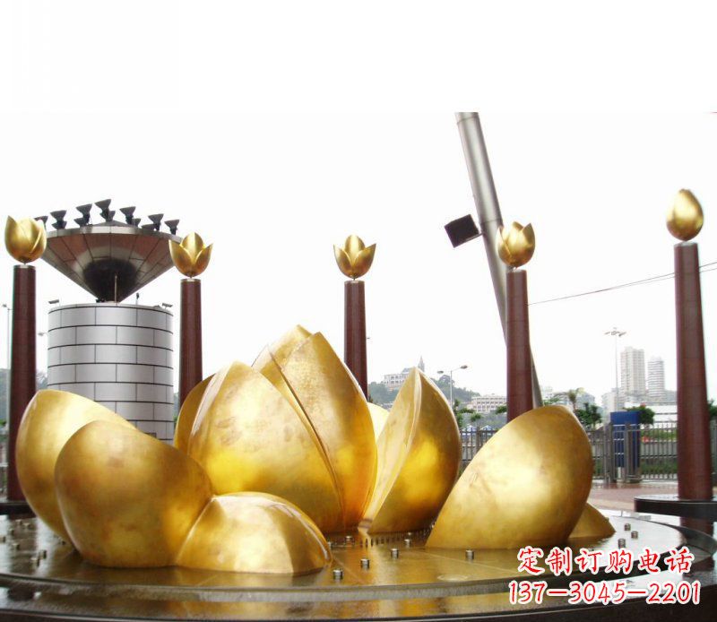 开封全新设计!中领雕塑莲花抽象广场雕塑