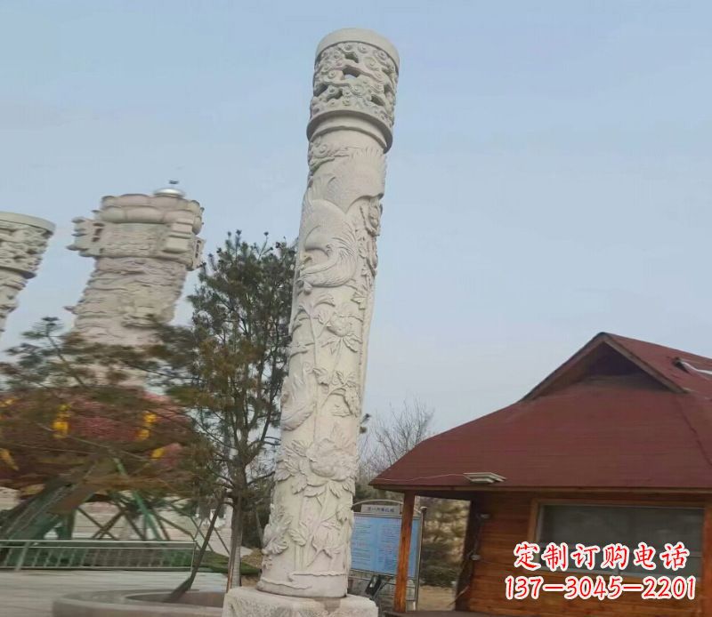开封迎宾龙柱石雕——大理石景观雕刻精美艺术品