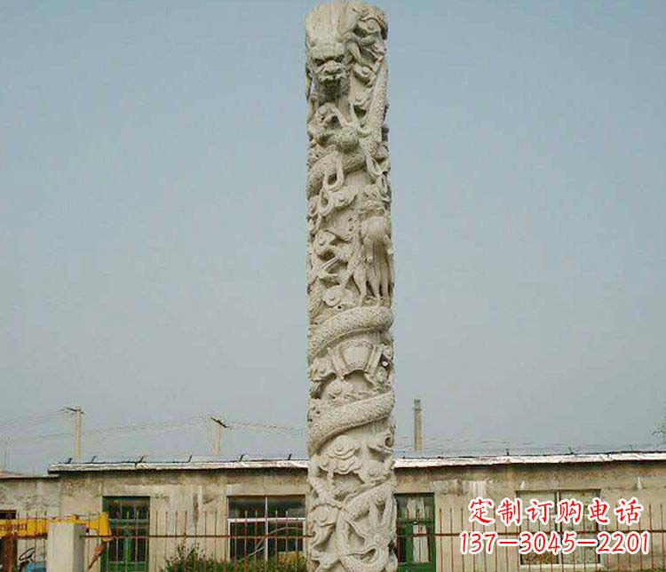 开封广场大理石盘龙柱景观石雕 (3)