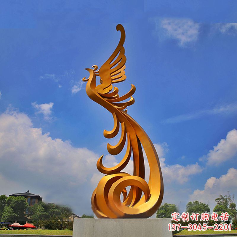 开封广场大型凤凰不锈钢雕塑