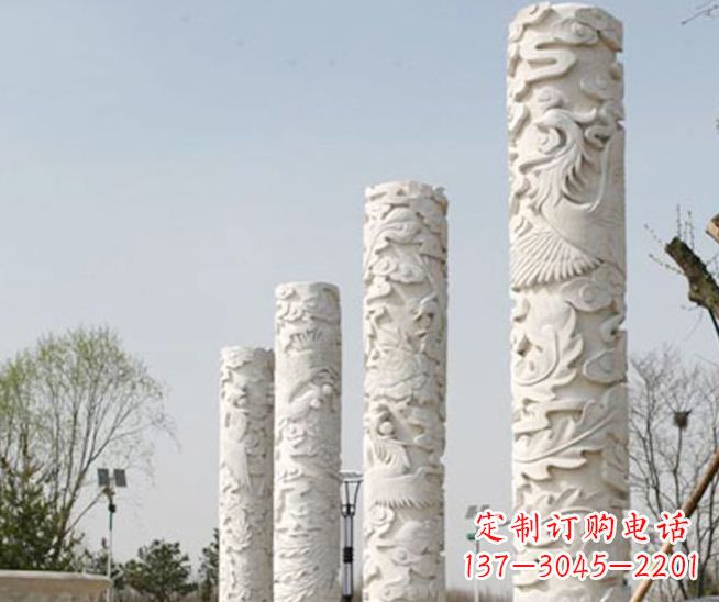 开封广场凤凰浮雕龙柱景观石雕