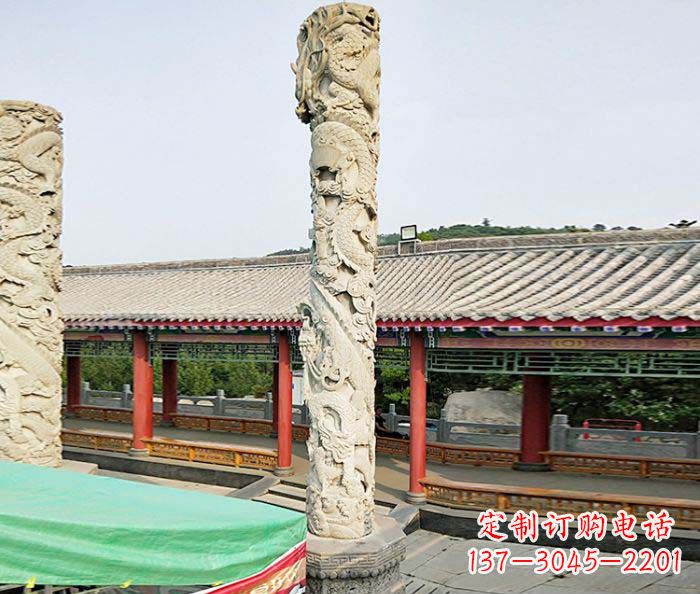 开封广场景观大理石龙柱石雕 (2)