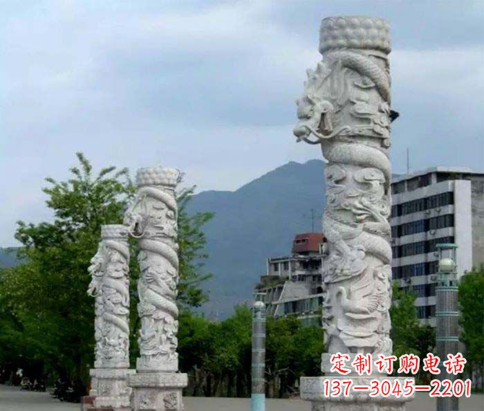 开封广场景观大理石龙柱石雕 (3)