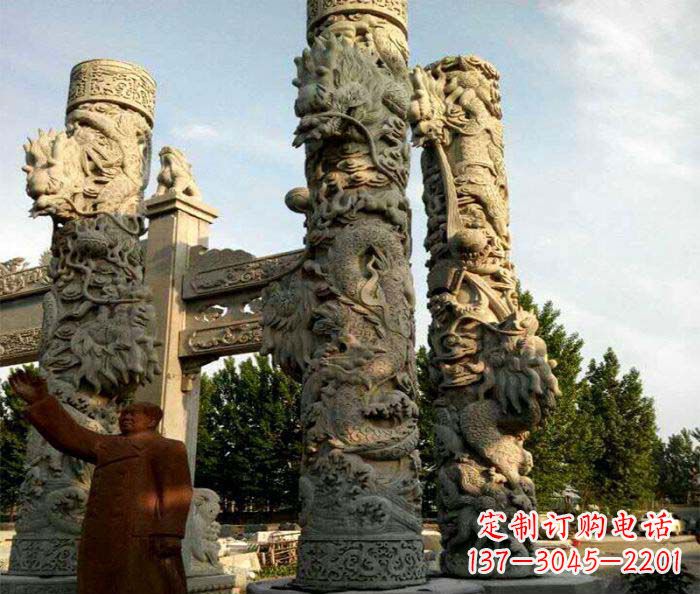 开封广场景观大理石龙柱石雕