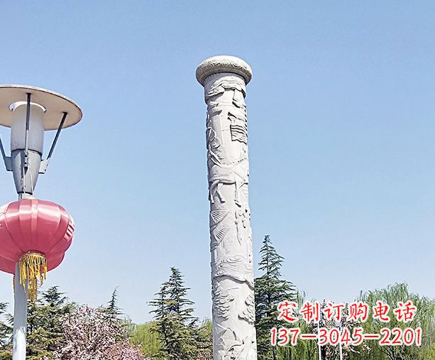 开封广场景观大理石龙柱石雕 (6)