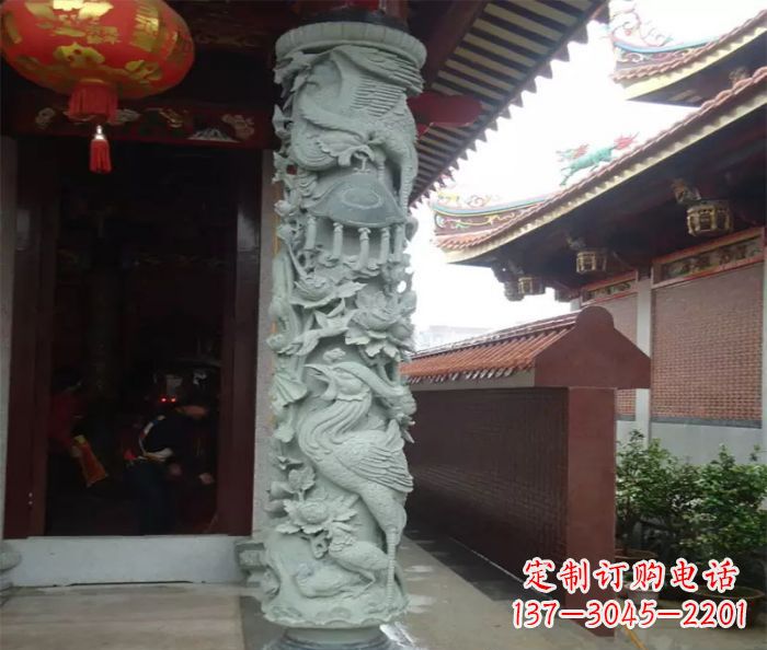 开封大理石龙柱雕塑,为室内景观带来活力