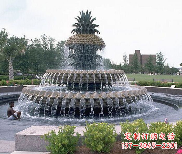 开封广场景观大型菠萝喷泉石雕