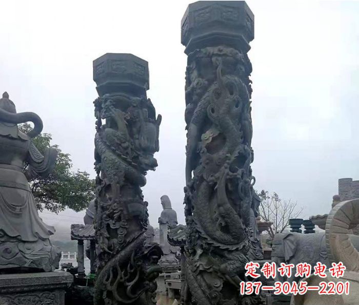 开封安静传承-中领雕塑广场景观仿古盘龙柱石雕