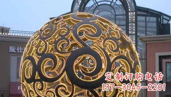 开封广场镂空球喷泉不锈钢雕塑