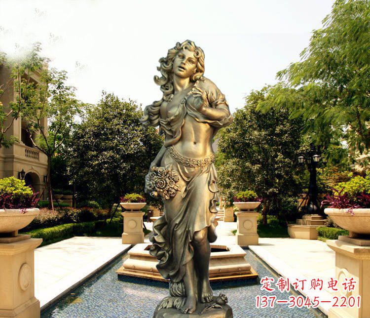 开封华丽蓬勃的铜雕女神像