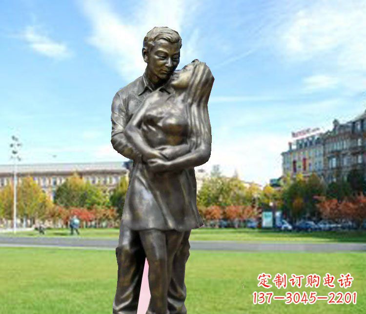 开封广场铜雕情侣人物雕塑
