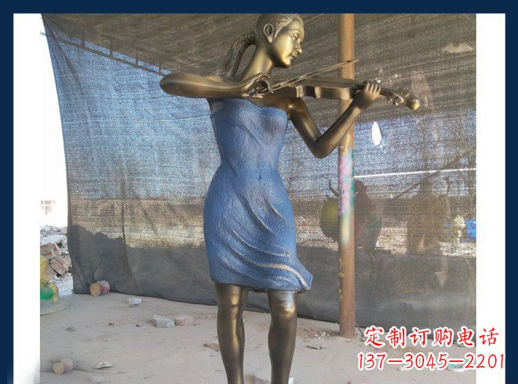开封广场铜雕西方美女拉小提琴人物雕塑
