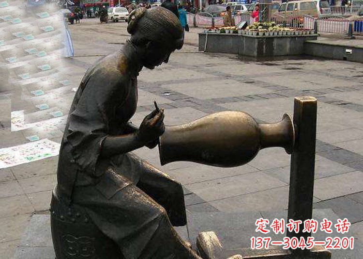 开封领雕塑铜质花盆雕塑