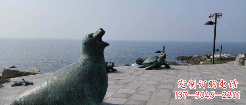 开封海边海豹动物景观铜雕