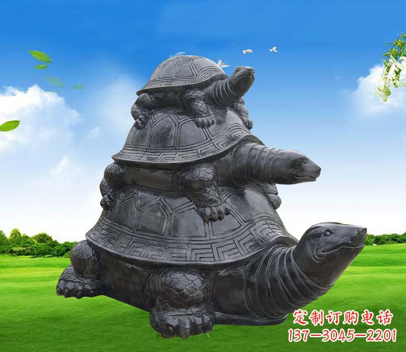开封重现经典,海龟母子石雕动物摆件