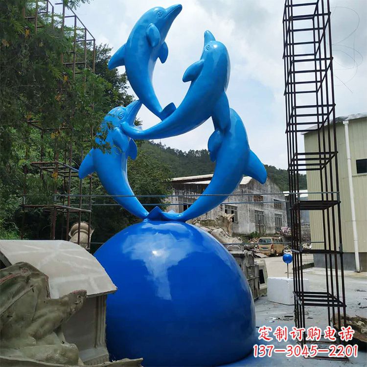 开封海豚钢筋玻璃景观雕塑