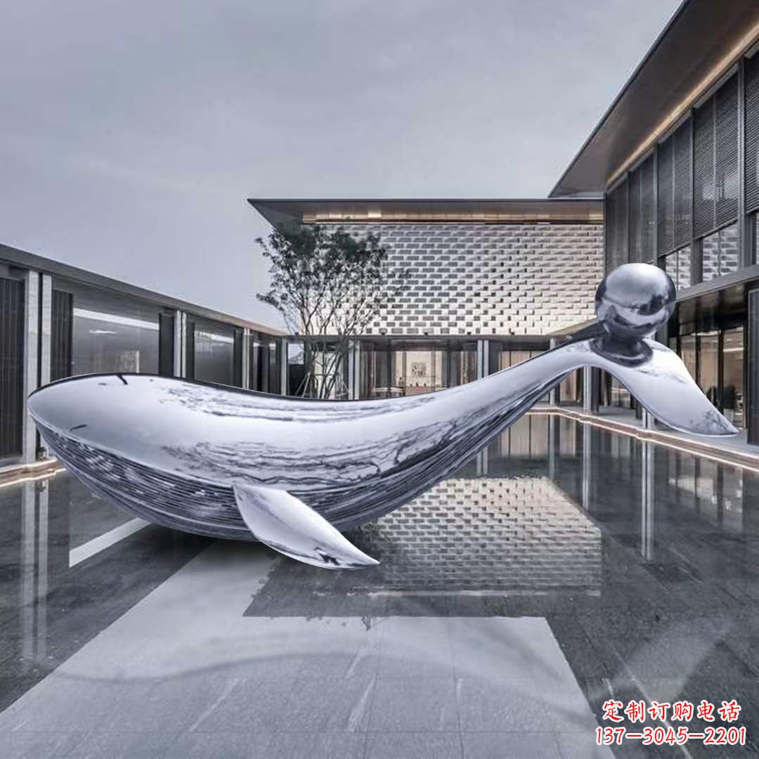 开封海豚不锈钢镜面雕塑,公园园林大型动物景观