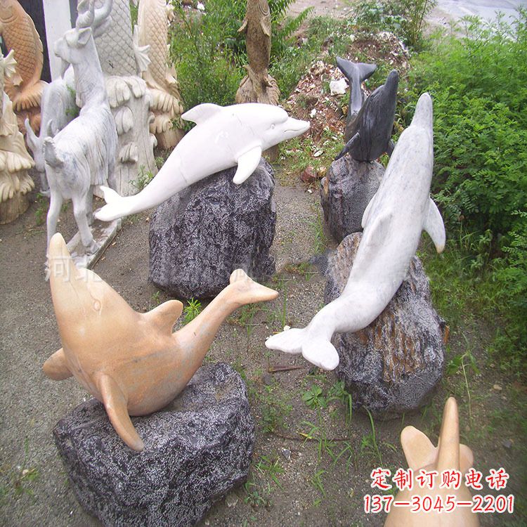 开封海豚石雕塑,纯手工定制精美艺术品