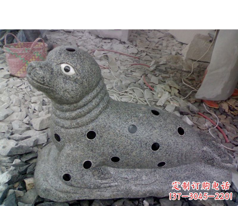 开封海洋动物小海豹石雕